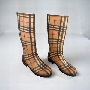 Burberry Nova Check Plaid Rubber Rain Boots y2k